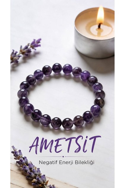 Natural Amethyst Negative Energy and Evil Eye Stone Bracelet