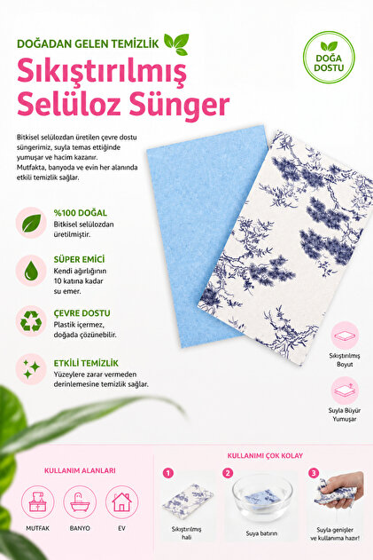 100% Natural Cellulose Compressed Cleaning Sponge Mycleanvibe – Colorful 2 Pieces
