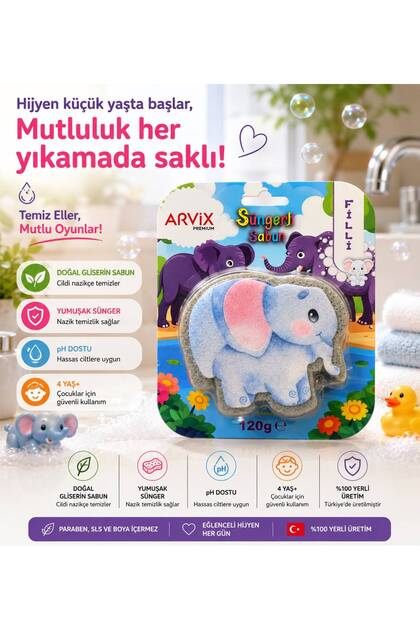 Elephant Natural Sponge Bath Soap for Children 120 Gr