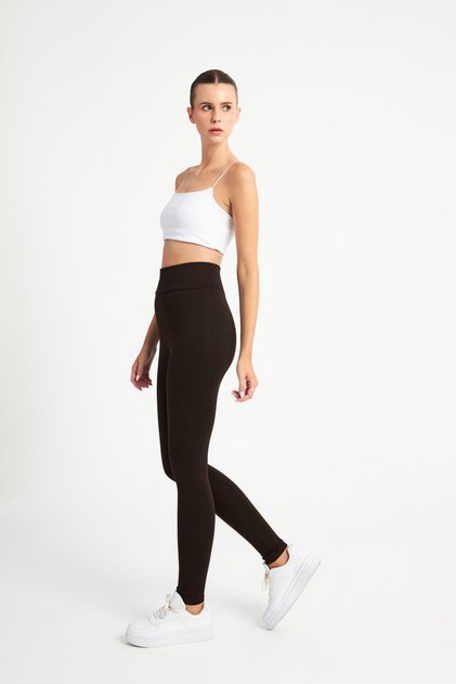 Women's Coffee Color Steel Knitted Corseted High Compression Tights