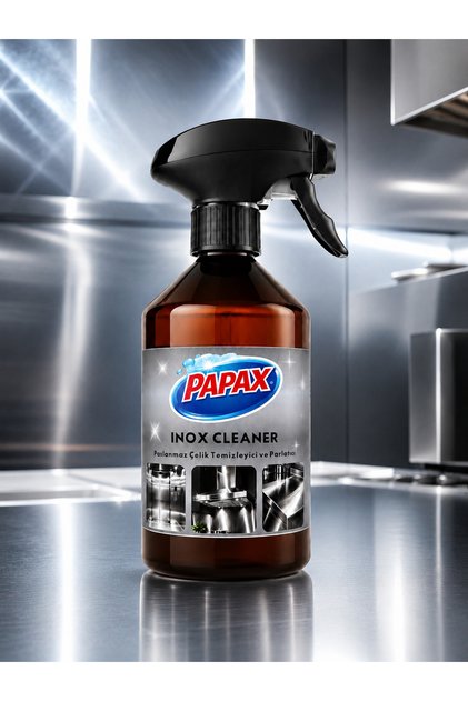 PAPAX INOX CLEANER Paslanmaz Çelik, Asansör, Davlumbaz Temizleyici ve Parlatıcı 500 ML