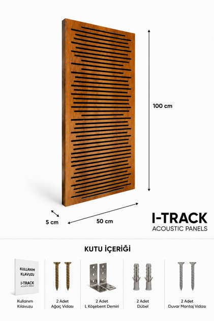 50*100cm Ahşap Difüzör Akustik Panel Walnut