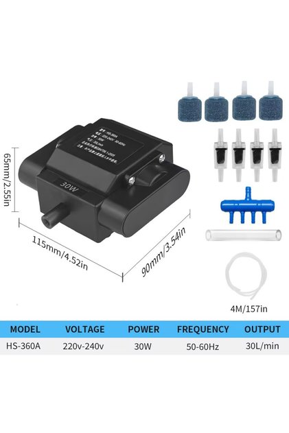 EU 220-240V 30W-P1 Aquarium Air Pump Fish Oxygen Aerator Pump Basement Aquarium Hydroponic 4 Outlets