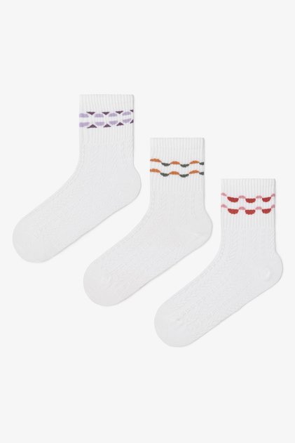 3 Pairs of Cotton Self-Geometric Patterned Socket Socks