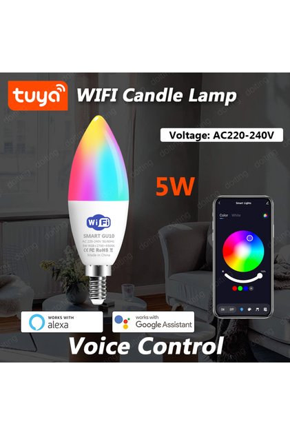Yes AC 220-240V WIFI 5W E14 Bluetooth Wifi Tuya Smart Led Chandelie Light Bulb RGB Color Change Lamp
