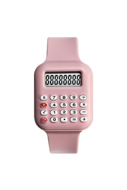 Pink Creative Calculator Watch Cartoon LED Digital Kids Watch Fashion Sports Electronic Watch for Bo