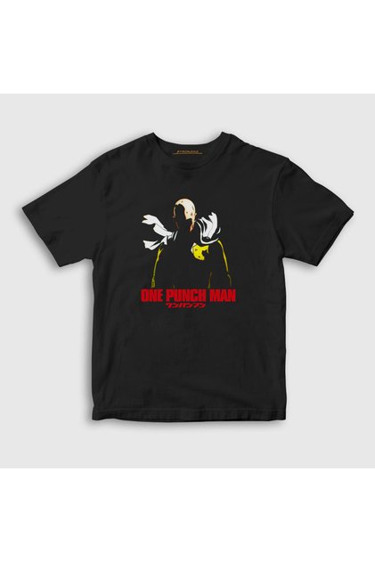 Unisex Kids Black Saitama Anime One Punch Man T-shirt240741tt