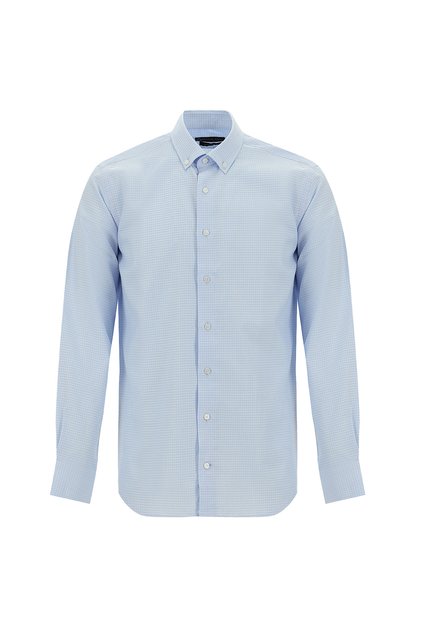 Cămașă din bumbac în carouri, cu mânecă lungă, croială slim fit