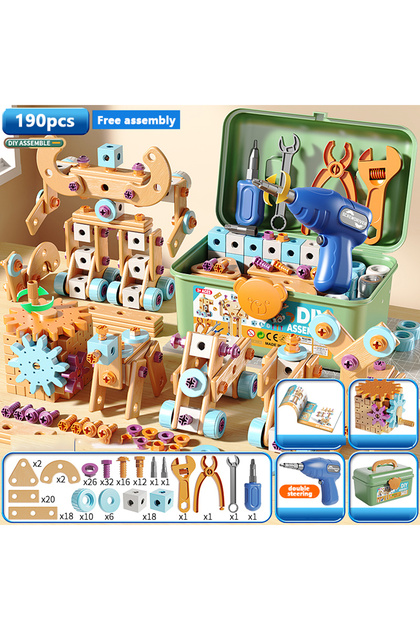 190pcs DIY Nut Hand Disassembly Assembly Puzzle Simulated Screwing Toolbox Early Educational Kids To