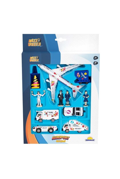 Set de joaca cu vehicule, Maxx Wheels, Aeroport, 13 piese