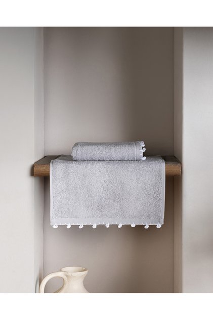 Melly 2-Pack 100% Cotton Crochet Hand Towel - Gray - 30X40 cm