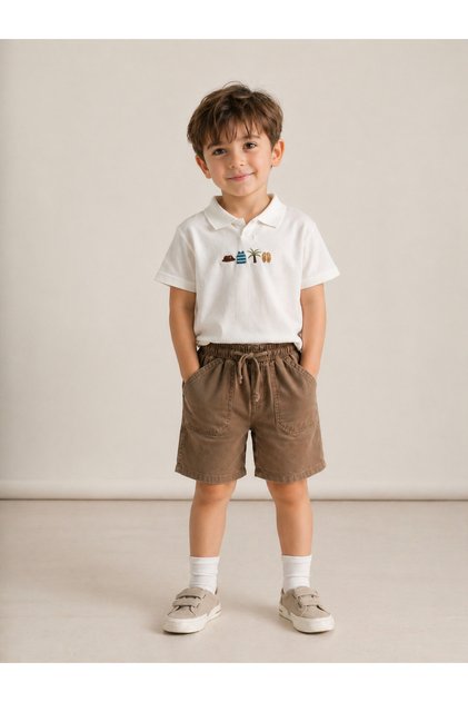 Boy's 100% Cotton Denim Shorts 2-Piece Set Summer Comfortable Non-Sweaty Holiday Stylish Daily Use T-Shirt Combination
