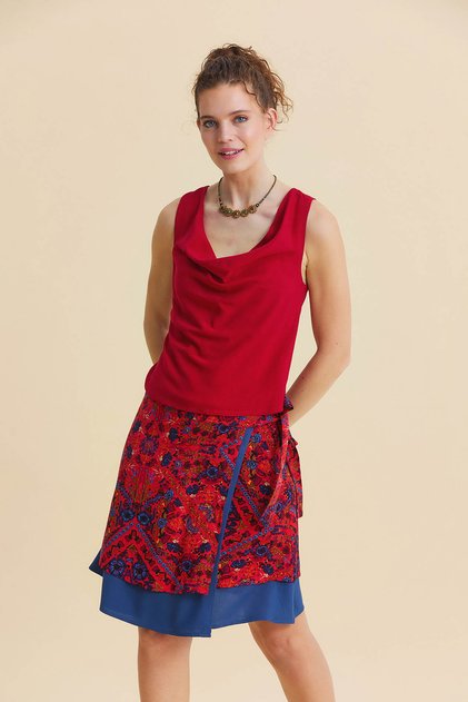 Bohemian Blouse with Crossed Neckline and Open Back