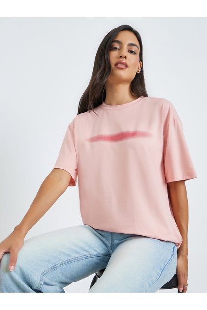 Pink Oversized Short Sleeve T-Shirt