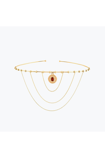 Goldium Madalyon Uç Modern Gotik Choker