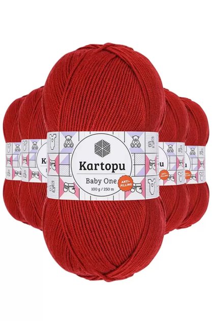 5 Pieces Baby One Non-Pilling Hand Knitting Yarn Wool Dark Red K129 - Kartopu Mudanis