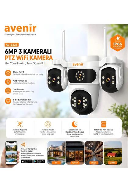 Avenir KRNTEKNO AV-S323 6MP 3 KAMERALI WİFİ KAMERA - Fiyatı, Yorumları