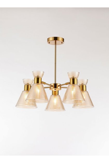 Modern Lighting, Cilling chandelier, Light, Gold Colored Glass copper chandelier, Antique Bronze Color, 56x52 cm, Suitable for kitchen, bedroom and living room