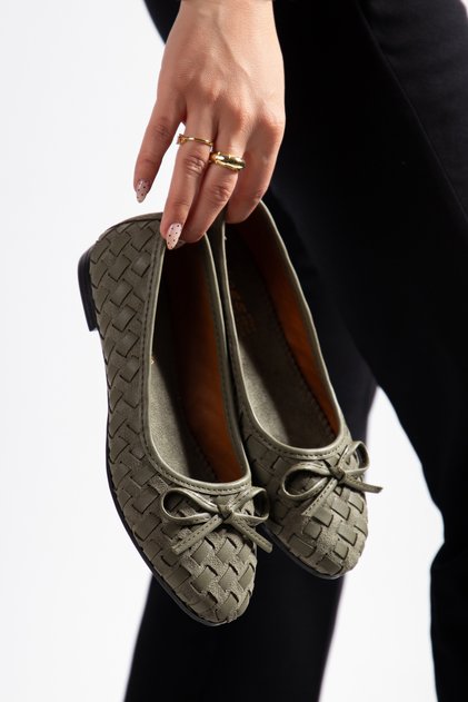 Malena Women's Orthopedic Knitted Detailed Daily Bowknot Flat Ballerinas