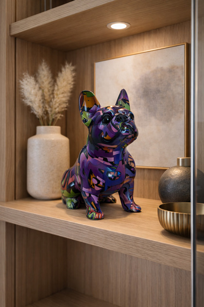 Pop Art & Graffiti Desenli Köpek Biblo – Renkli Modern Dekoratif Ev Aksesuarı