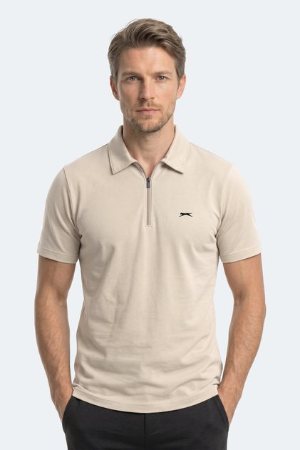 KHAN Erkek Polo Yaka Bej Tişört