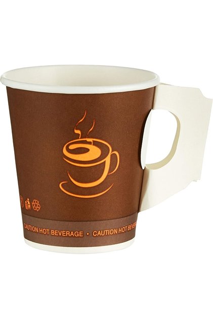 Disposable Paper Hot Coffee & Tea Drinking Cups with Handle (7oz, 50 Pack)
