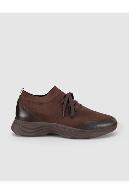 Castello Brown Knitwear & Genuine Calf Leather Men's Sneaker