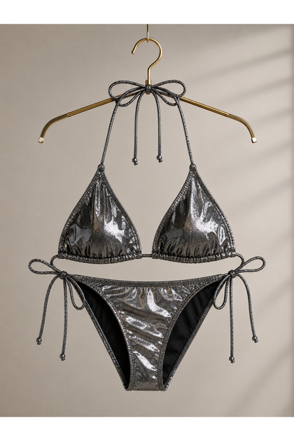 Silver Glow Triangle Bikini Set