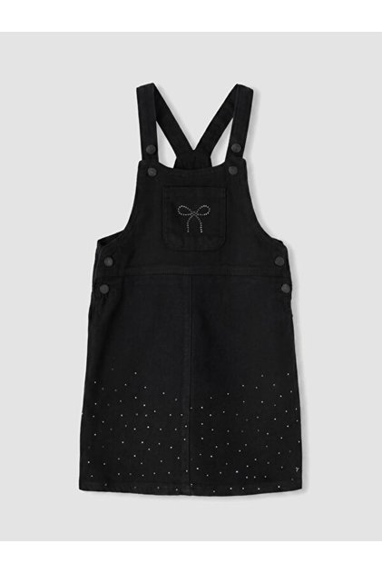 Timeless Clothing & Timeless Choices Girls' Jean Salopet Dress with Bow and Stones