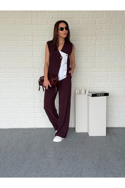 Asymmetric Vest Tensel Suit