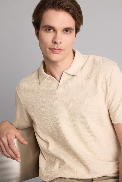 Cotton Regular Fit Short Sleeve Ecru Polo T-Shirt H8932Ax26Sm