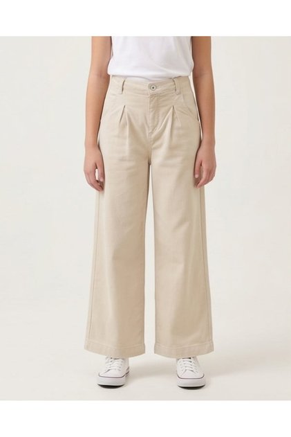 Senior Girls Beige Pleated Trousers