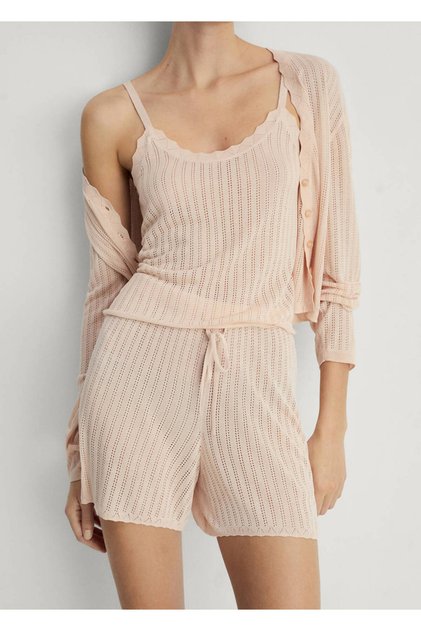 Openwork Knit Detailed Pajama Shorts