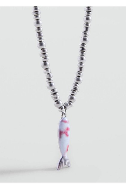 Charm detaylı metal kolye