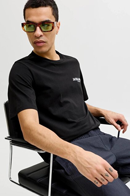 Jack & Jones Erkek Gögüs Baskili Sifir Yaka Kisa Kollu Tisört