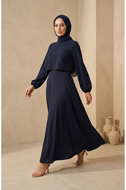 Double Suit with Double Fabric Skirt 5722-02 Navy Blue