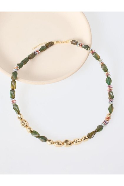 Khaki Beaded Adjustable Modern Necklace