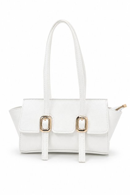 Bella Buckle Detailed Women's Shoulder Bag White