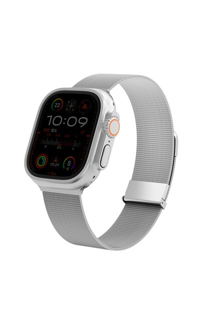 Watch Ultra 49mm Uyumlu MagFlex Secure Serisi Metal Kordon Gümüş