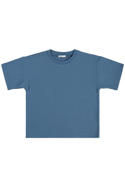 Line Textured T-Shirt for 6-9 Years Old - Blue