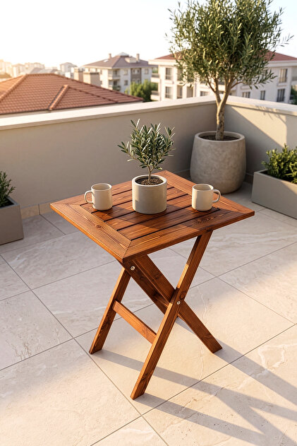 Masif Katlanır Balkon Bistro Bahçe Teras Mutfak Masası 60x60