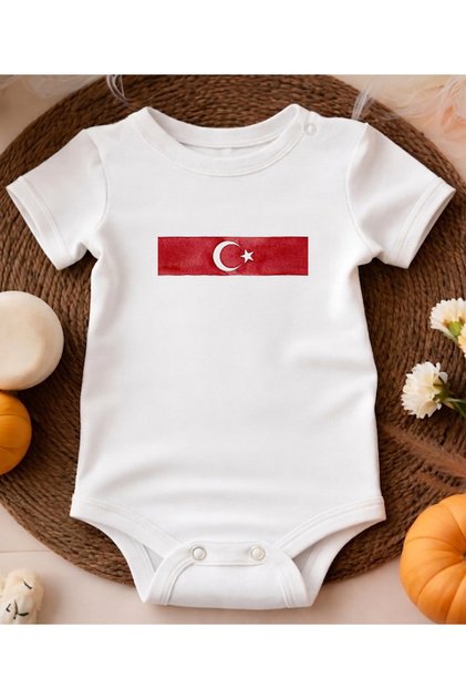 Organic 100% Cotton 2026 World Cup Special Turkish Flag Design Baby Bodysuit 2286