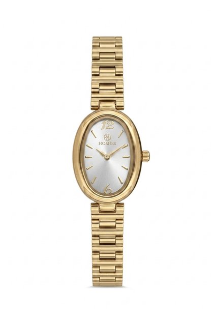 Women's Gold Metal Cord Oval Case White Dial Wristwatch with 2 Years Warranty
