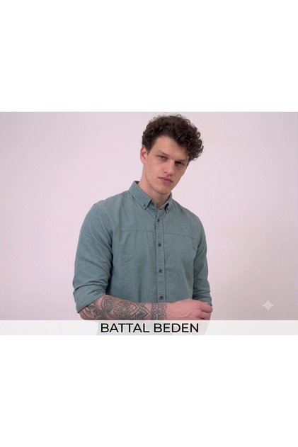 Men's Oversized Gabardine Denim Shirt - Snap Button and Relaxed Fit