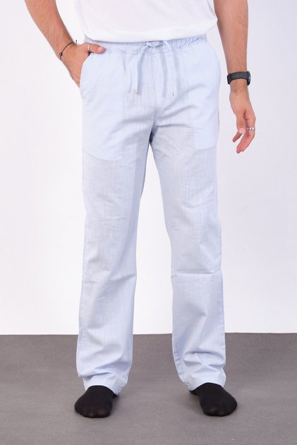 Men's Baggy Fit Linen Fabric Elastic Waist Comfortable Cut Pants