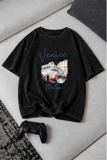 Acid Washed Oversize Unisex T-Shirt Washed Vintage Street Style Street Fashion Cotton Comfortable Fit Daily Wear T-Shirt