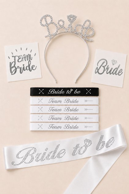 Bride To Be Aksesuar Seti Bekarlığa Veda Partisi Bride Taşlı Taç Kuşak Bileklik Dövme