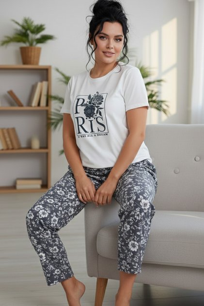 Patterned Cotton Plus Size Oversized Knitted Pajama Set