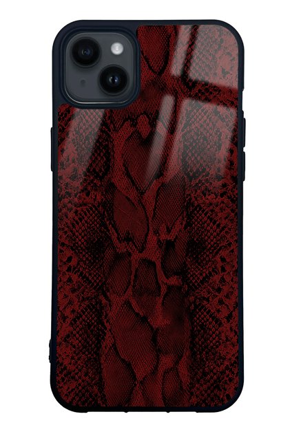 iPhone 14 Plus Red Leather Design Glossy Phone Case