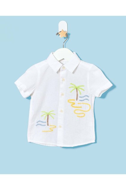 Infant Boys White Embroidered Shirt